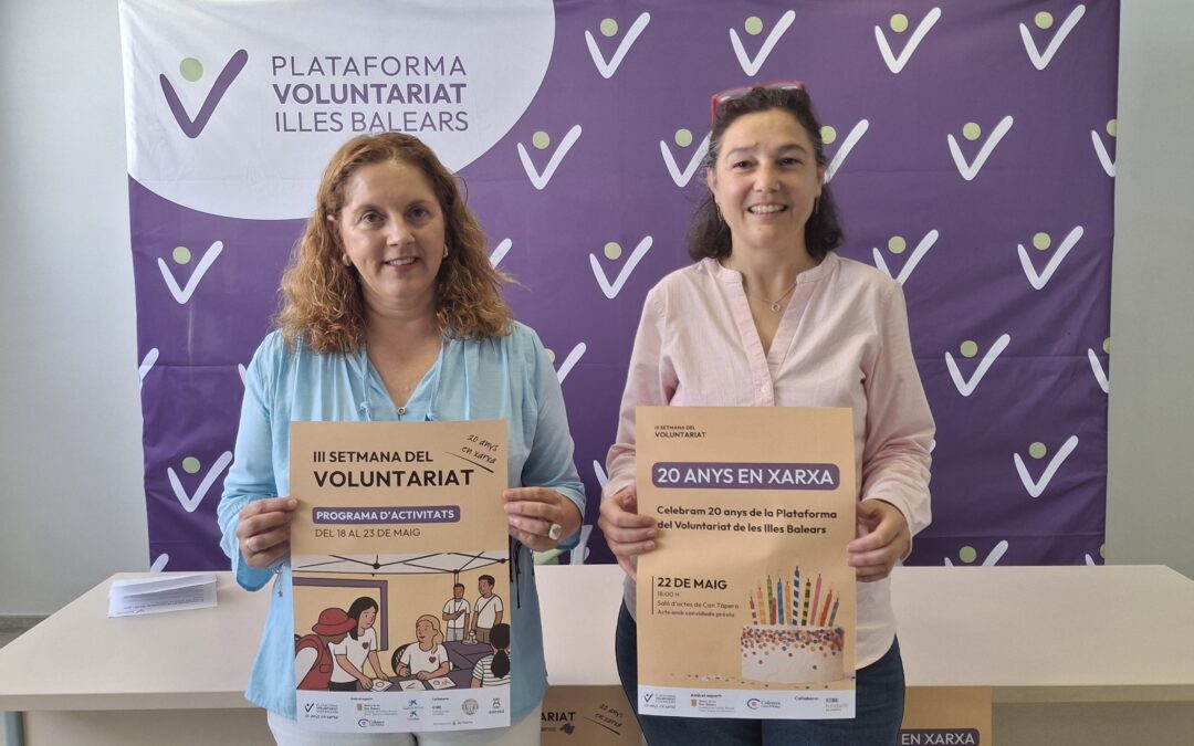 La Plataforma del Voluntariat de les Illes Balears celebra 20 anys amb prop de 10.000 persones voluntàries a les entitats membres el 2025.
